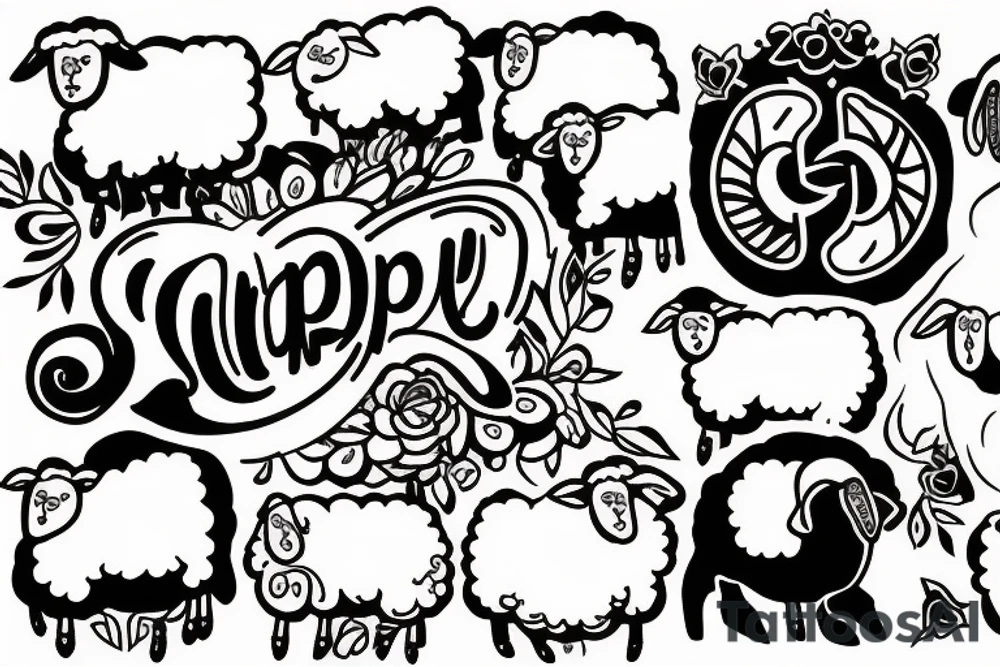 happy sheep tattoo idea