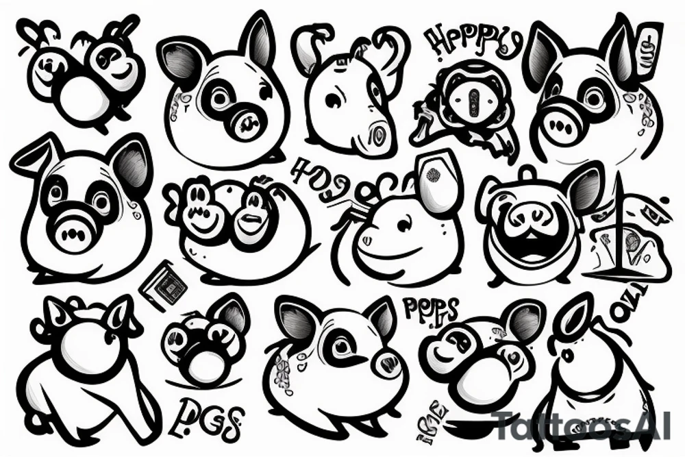 two happy pigs tattoo idea