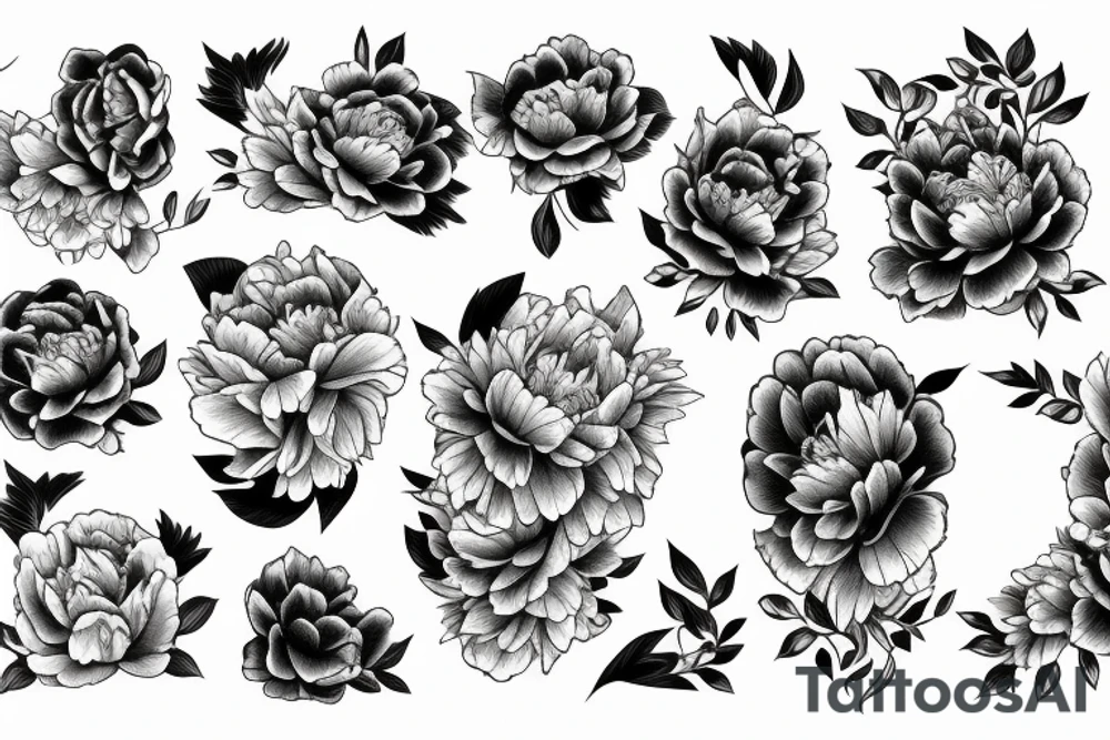 Peony and leo zodiac sign tattoo idea