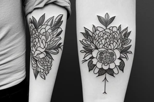 Peony and leo zodiac sign tattoo idea