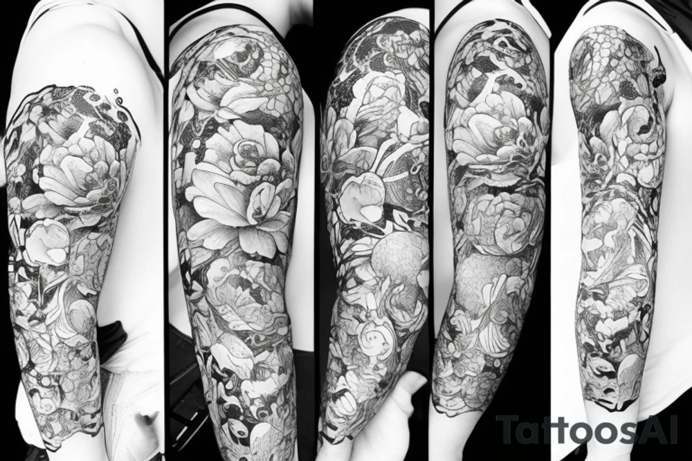 Leo zodiac and peony tattoo idea