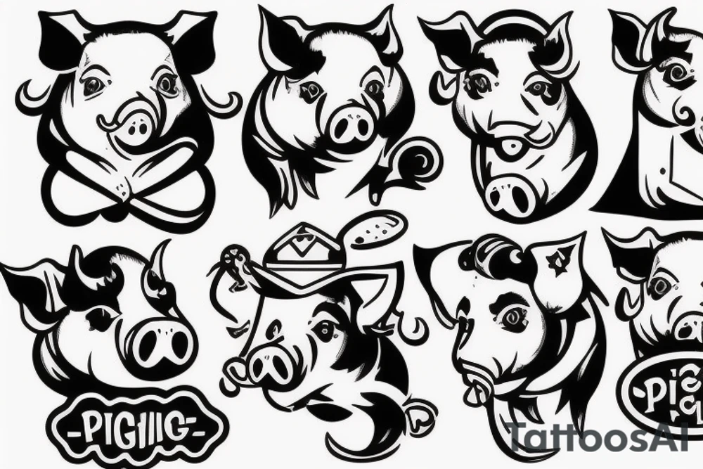 pin-up pig tattoo idea