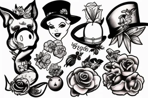 pin-up pig tattoo idea