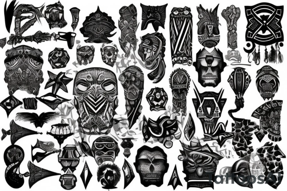 Tribal arm and chest tattoo idea