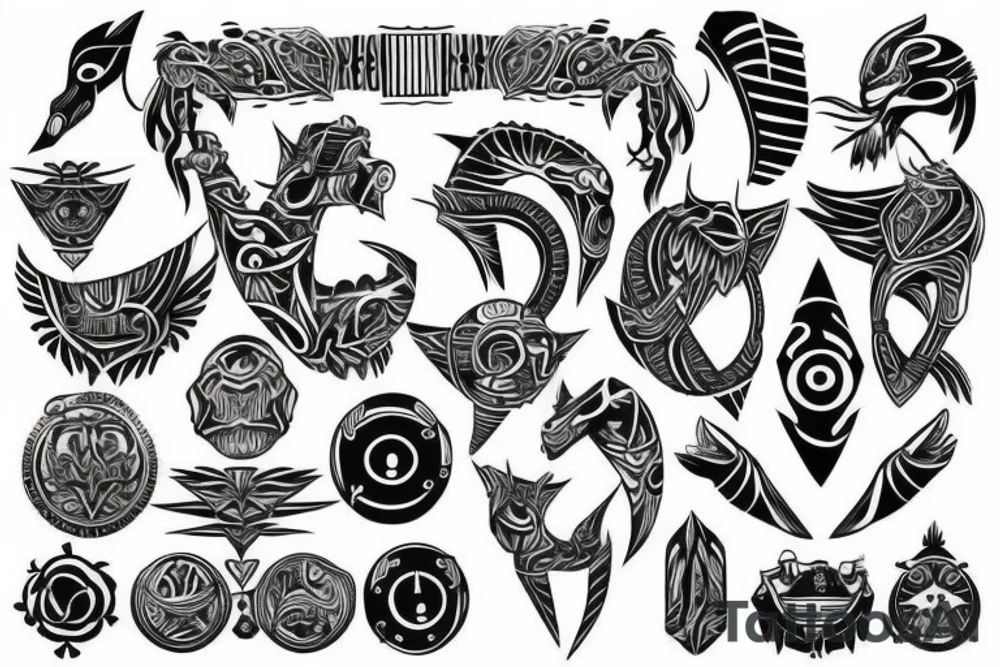 Tribal arm and chest tattoo idea