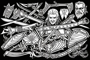 Witcher signs with sword tattoo idea