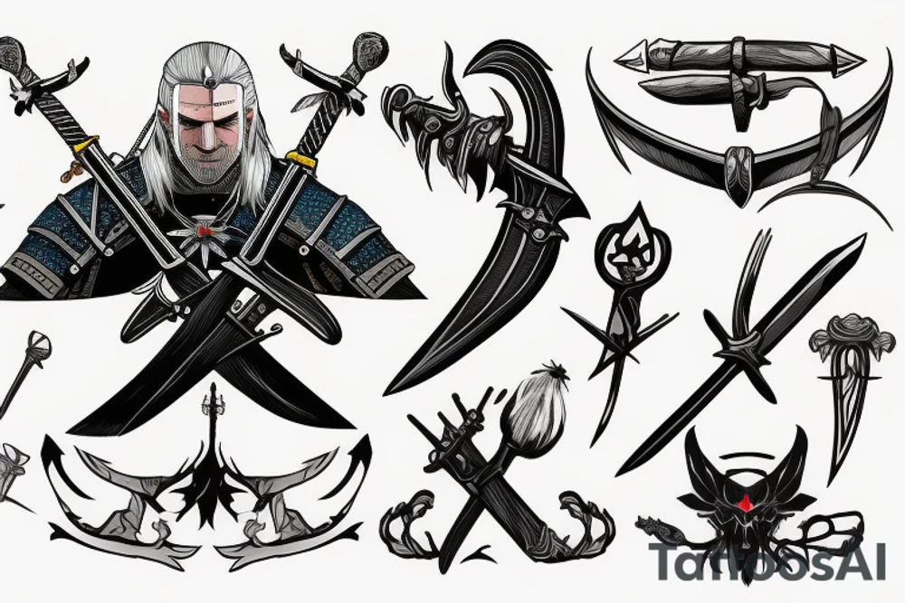 Witcher signs with sword tattoo idea