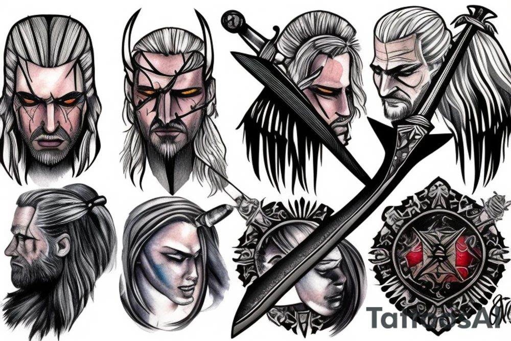 Witcher signs with sword tattoo idea