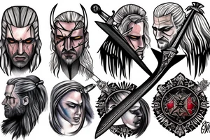 Witcher signs with sword tattoo idea