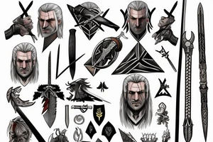 Witcher signs with sword tattoo idea