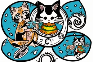 cat being taken by a flying saucer tattoo idea