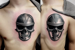 Spartan helmet with two xiphos crossed behind it like a pirate skull and crossbones tattoo idea