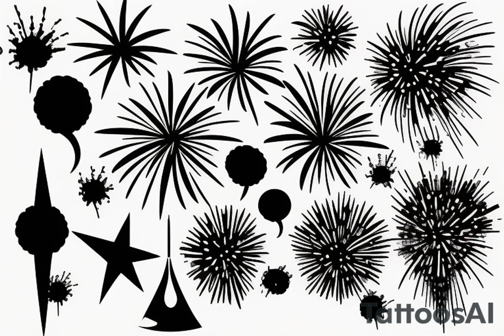 graphic fireworks tattoo idea
