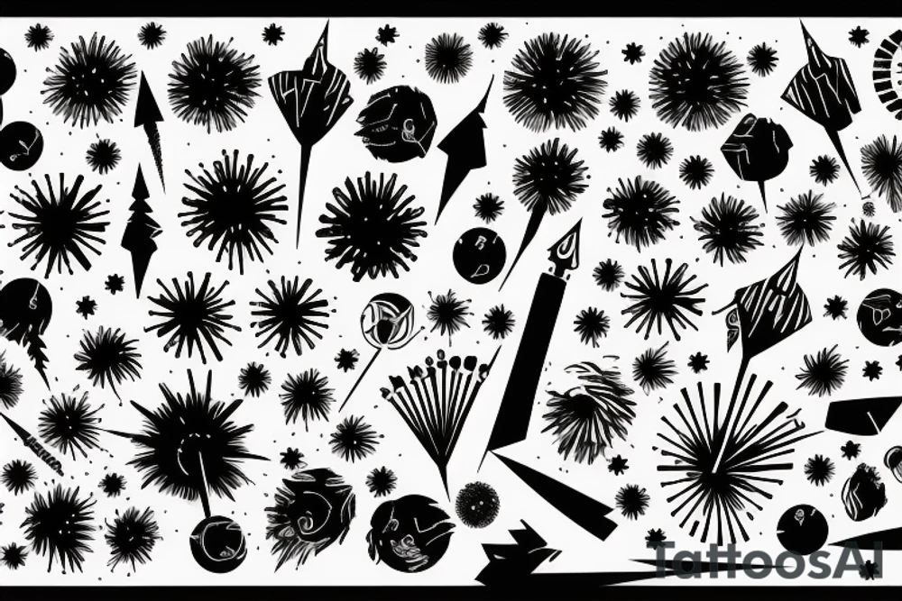 graphic fireworks tattoo idea