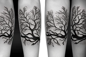 Oak tree with 2 magpies on a branch tattoo idea