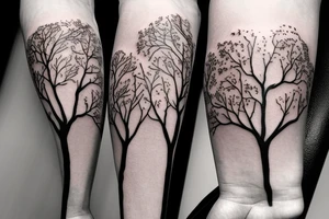 Oak tree with 2 magpies on a branch tattoo idea