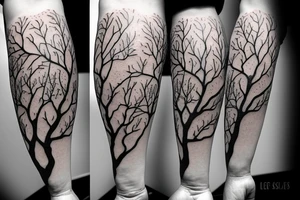 Oak tree sleeve with 2 magpies on a branch tattoo idea