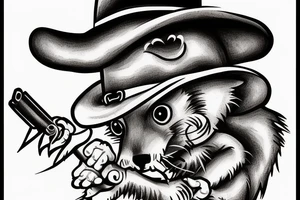 Cowboy opossum dueling a cowboy raccoon tattoo idea