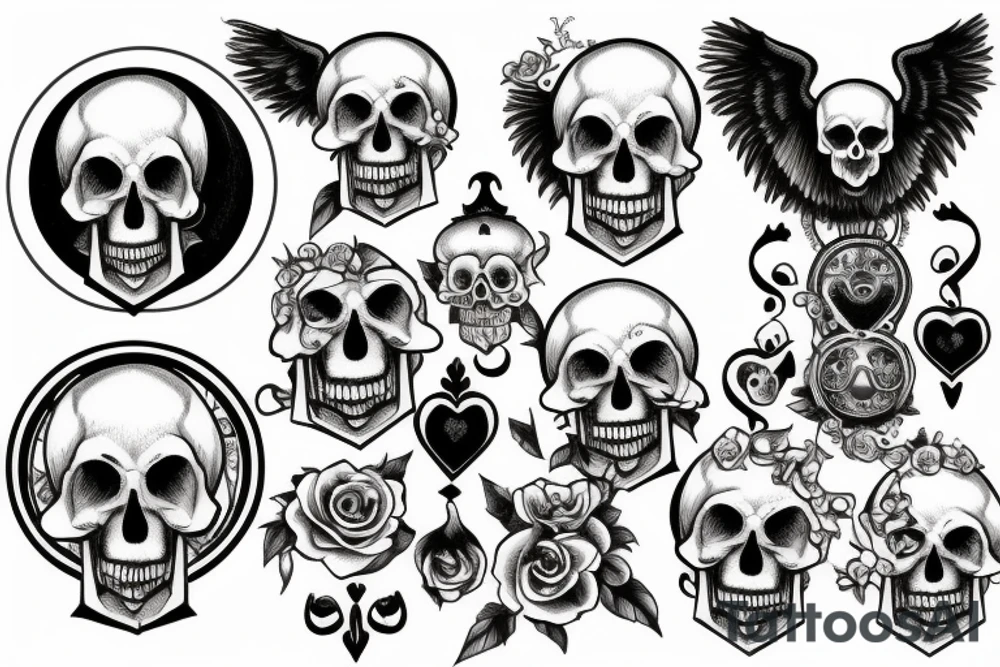 memento mori with skull and hourglass tattoo idea