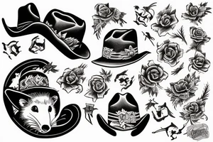 Cowboy opossum tattoo idea