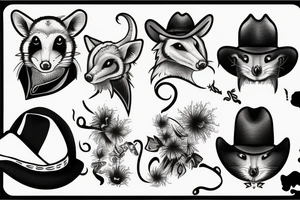 Cowboy opossum tattoo idea