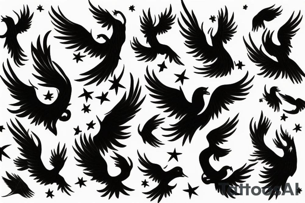 Phoenix flying in the stars tattoo idea