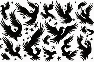 Phoenix flying in the stars tattoo idea