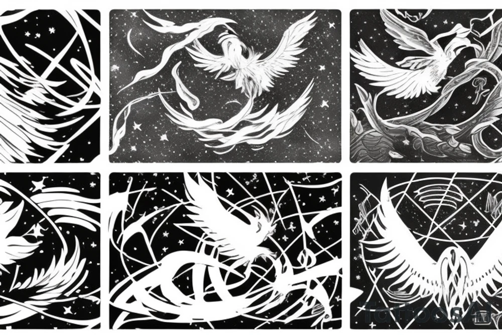 Phoenix flying in the stars tattoo idea
