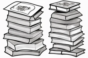 Stack of three books with a ribbon lying across the top tattoo idea