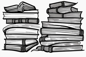 Stack of three books with a ribbon lying across the top tattoo idea