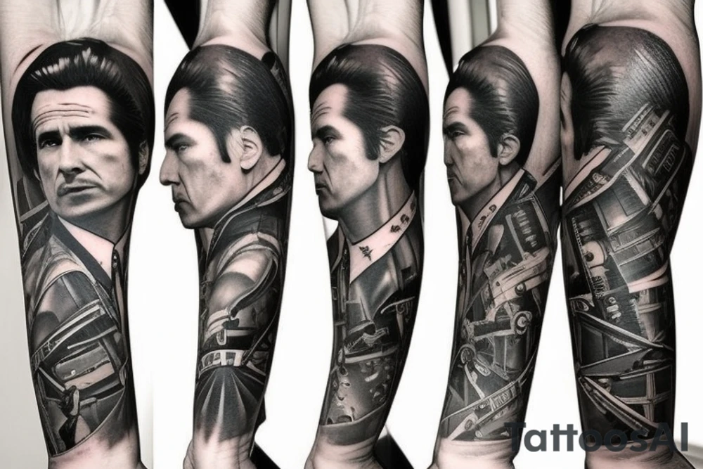 A full arm tattoo in the style of the Belters in the TV show the Expanse. It should contain heavy black parts and geometric shapes tattoo idea A full arm tattoo in the style of the Belters in the TV show the Expanse. It should contain heavy black parts and geometric shapes tattoo idea