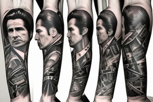 A full arm tattoo in the style of the Belters in the TV show the Expanse. It should contain heavy black parts and geometric shapes tattoo idea