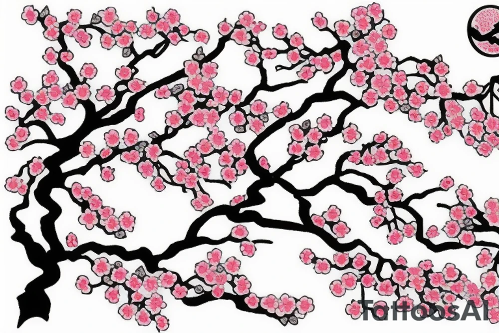 cherry blossom tree spring tattoo idea