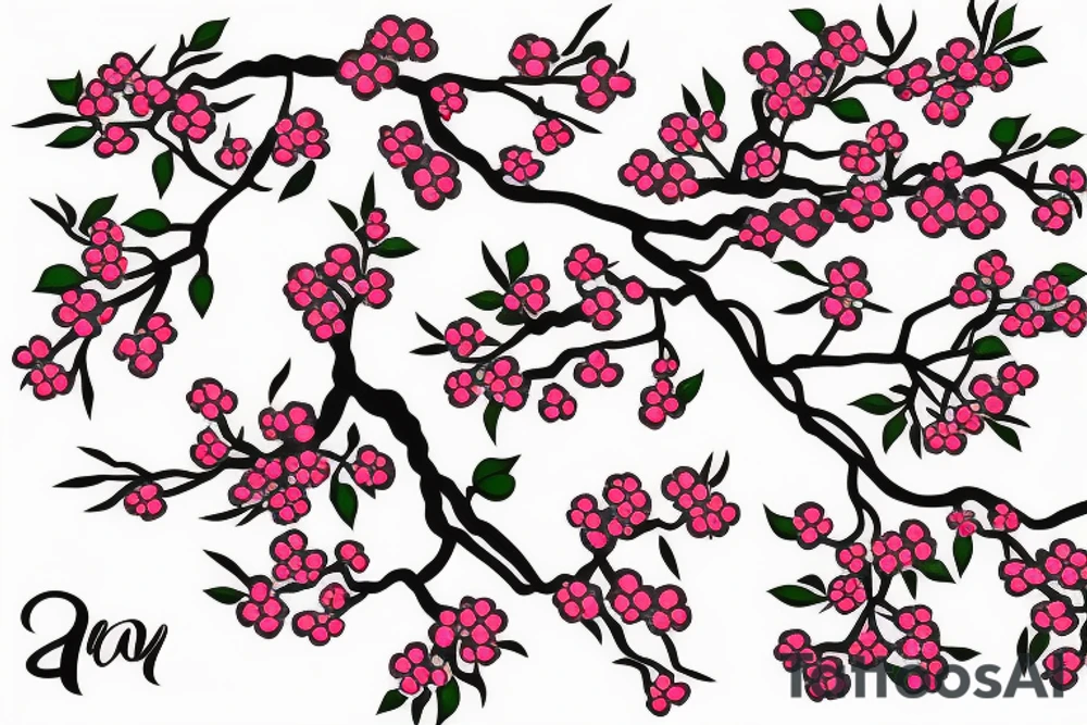 cherry tree branch blossomed in the spring tattoo idea