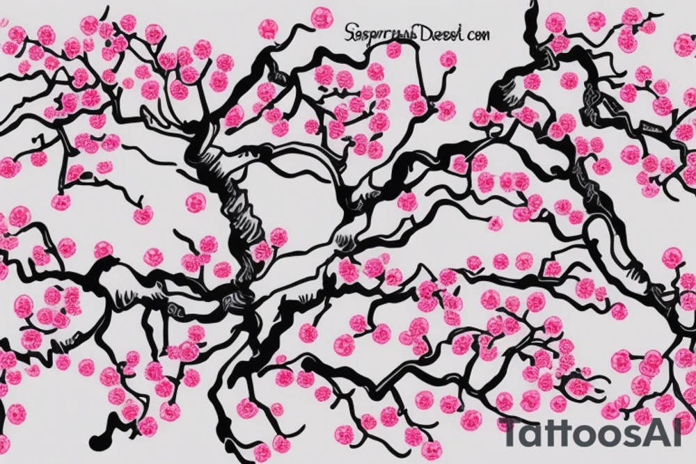 cherry tree branch blossomed in the spring tattoo idea