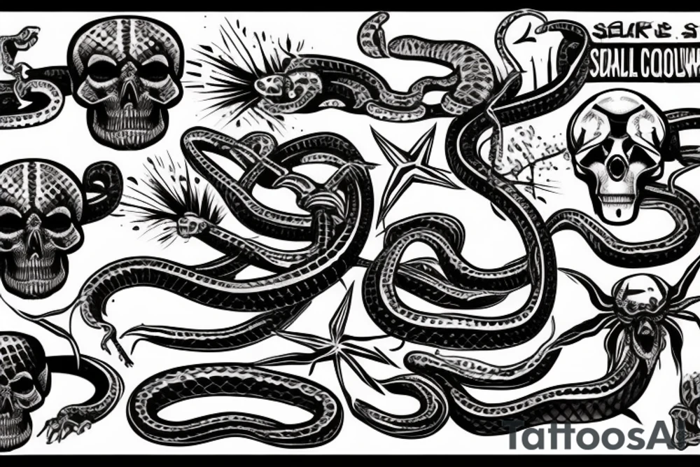 snake crawling through the king's skull tattoo idea