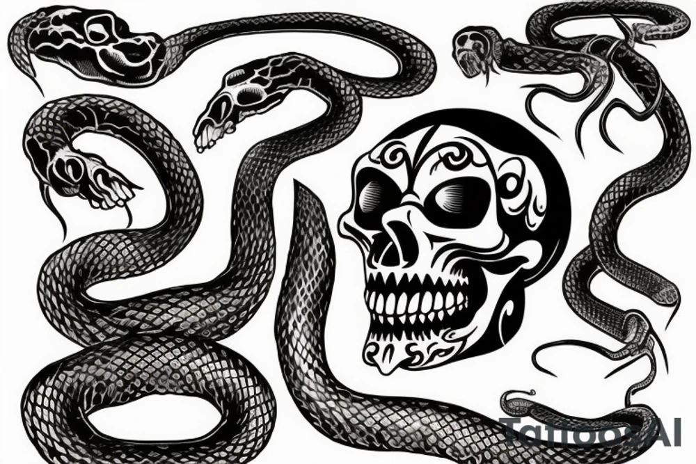 snake crawling through the king's skull tattoo idea