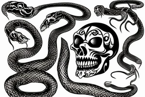 snake crawling through the king's skull tattoo idea
