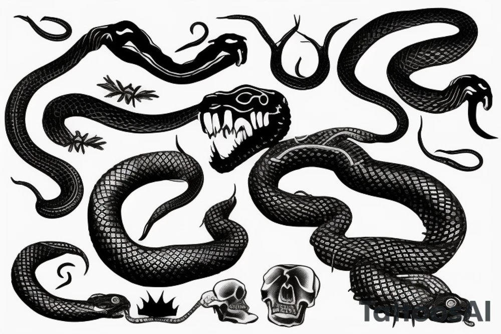snake crawling through the king's skull tattoo idea