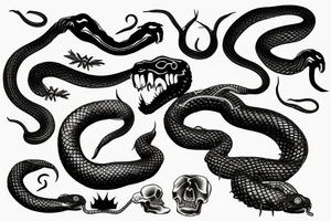 snake crawling through the king's skull tattoo idea