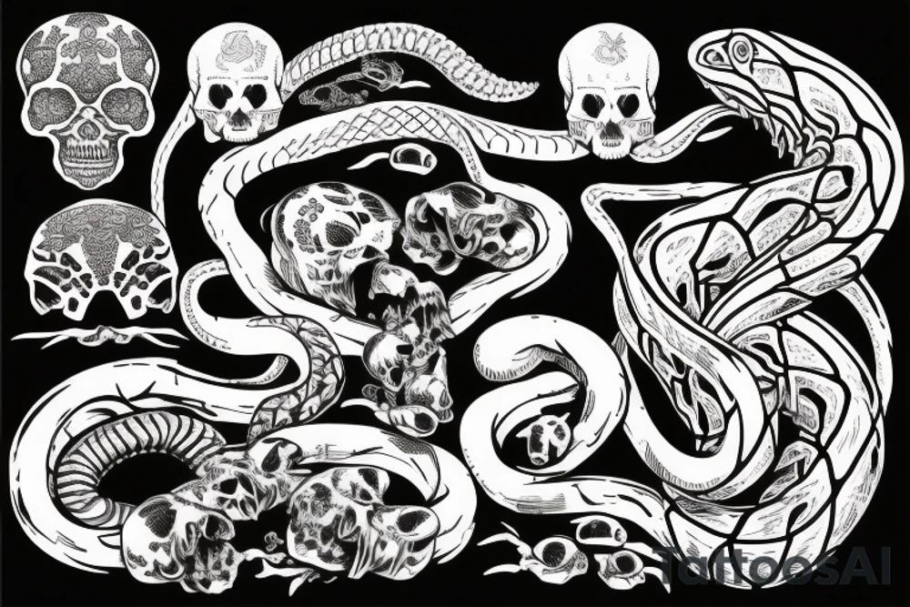 snake crawling through the king's skull tattoo idea