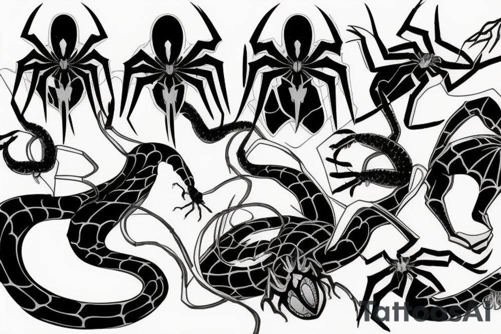 Venom and spiderman logo tattoo idea
