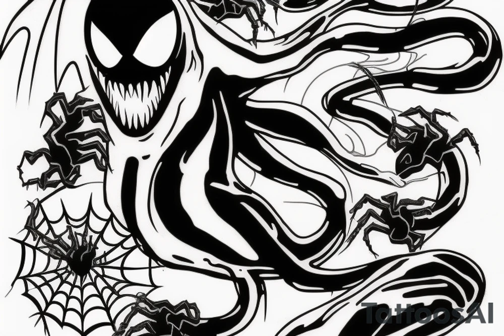 Venom and spiderman logo tattoo idea