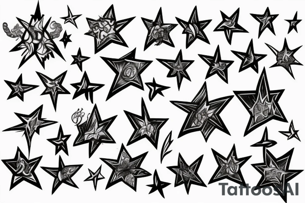 Star with flames tattoo idea