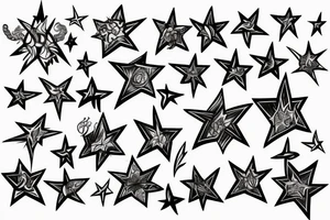 Star with flames tattoo idea