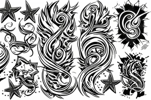 Star with flames tattoo idea