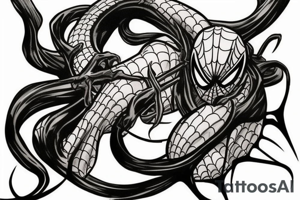 Venom and spiderman logo tattoo idea