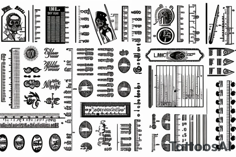 Ruler with metric and imperial measurements tattoo idea