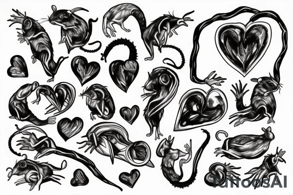 rat eating human heart tattoo idea