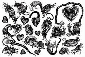 rat eating human heart tattoo idea